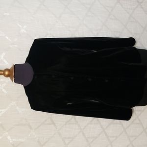 Talbots Black Velvet Top Button Long  Sleeve Size 6 Winter Holiday Fall